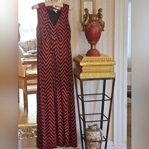 Chico's Vibrant Red and Black Chevron Dress